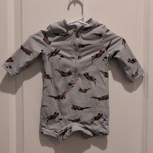 Petit Lem Gray Otter Print Bodysuit